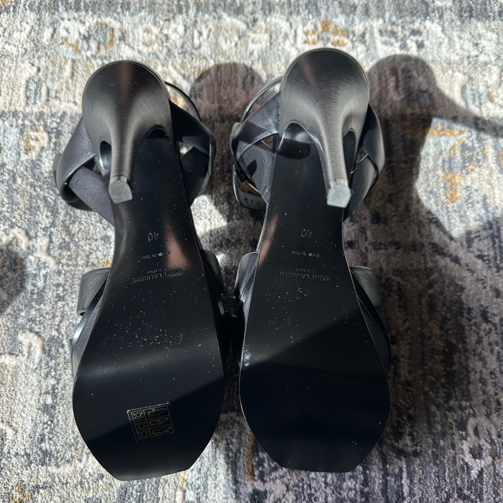 Saint Laurent Tribute 105 Leather Platform Sandal - Picture 5 of 14